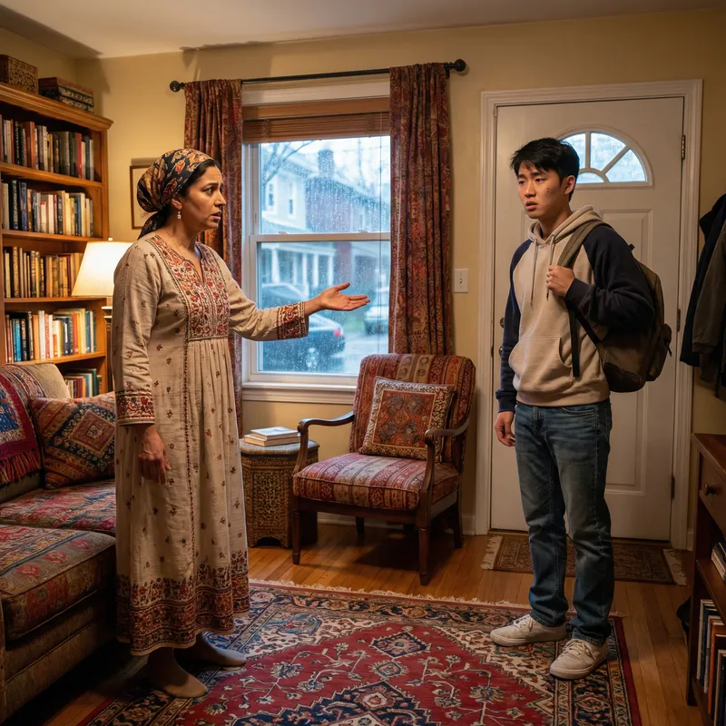 Middle Eastern Mother’s Concern for Son Staying Indoors