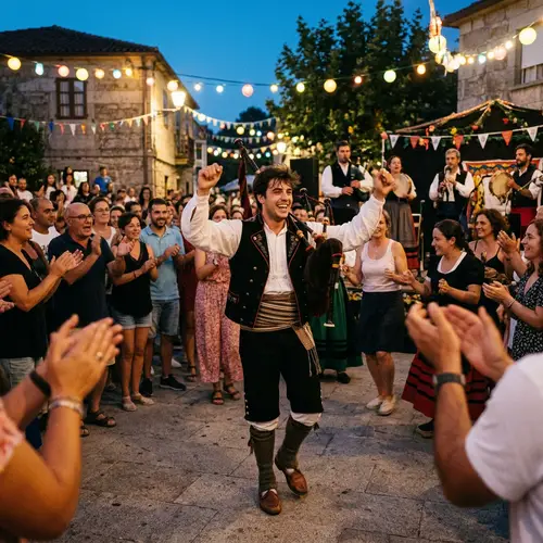 Young Galician Male Dancing at Festive Gathering