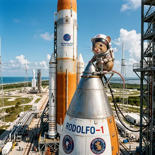 Rodolfo the Mouse on Rocket - Fun and Adventure in Space