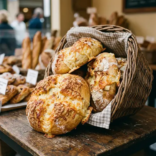 Freshly Baked Cheese Breads in a Basket