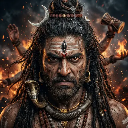 Realistic Lord Shiva Tandava Face | Powerful Cosmic Dance