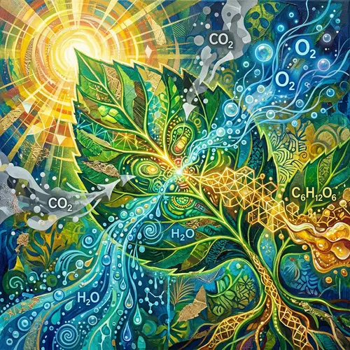 Mesmerizing Photosynthesis Artwork: Abstract Depiction of Sunlight and Transformation