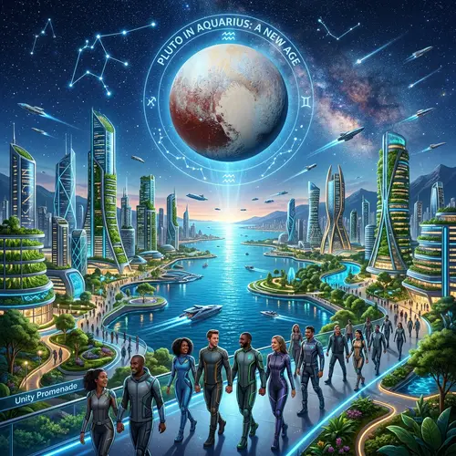 Futuristic Vision of Earth as Pluto Enters Aquarius Era