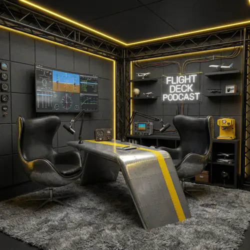Cozy Aviation-Themed Podcast Studio Design