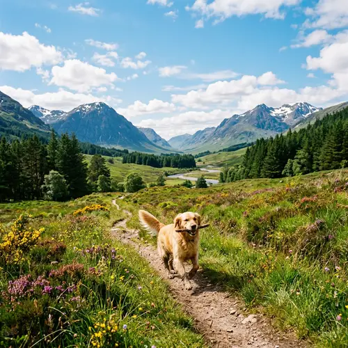 Faithful and Playful Dog in Lush Outdoor Setting