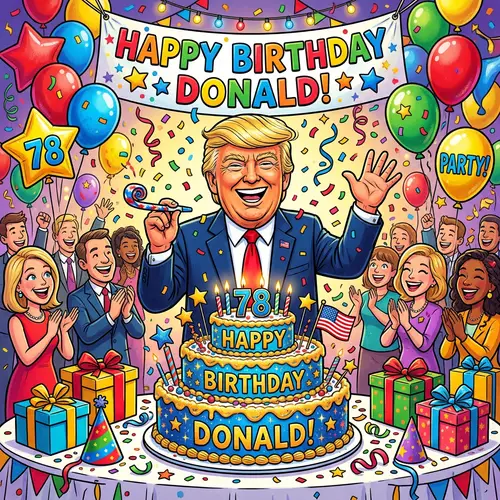 Donald Trump Birthday Party Cartoon
