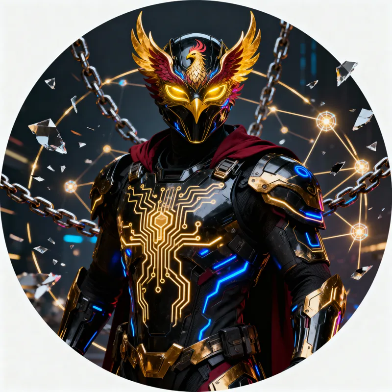 Futuristic Web3 Avatar: Guardian of Decentralization