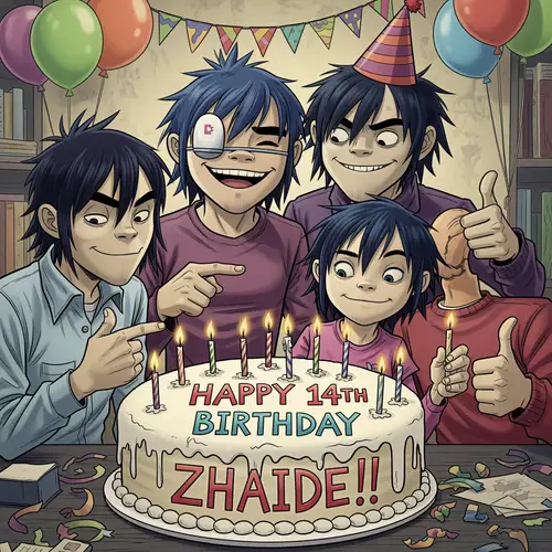 Happy 14th Birthday Zhaide from Gorillaz!