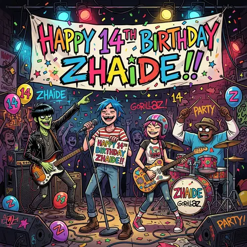 Happy 14th Birthday Zhaide from Gorillaz!
