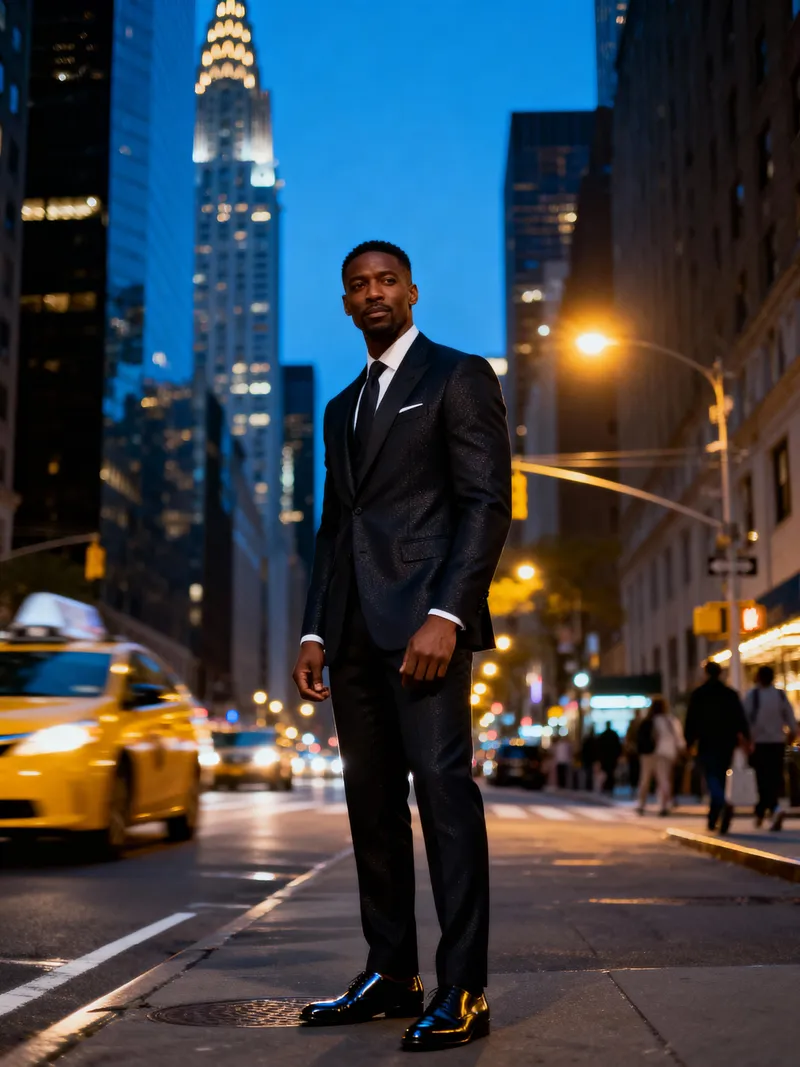 Elegant Black Man in New York City Style