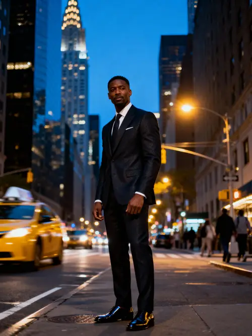 Elegant Black Man in New York City Style