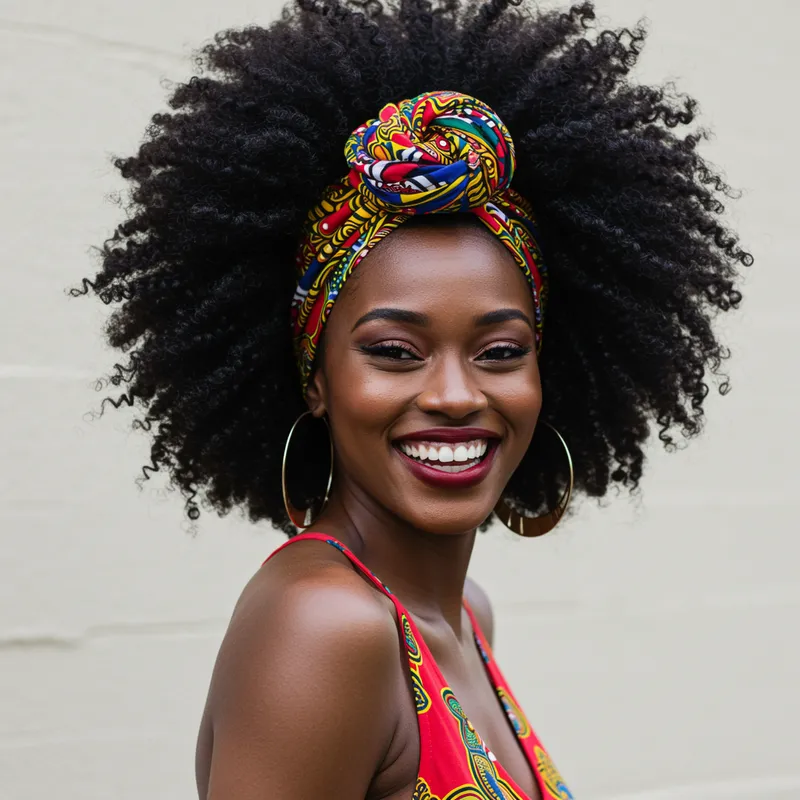 Colorful Afro Animation of a Smiling Black Woman