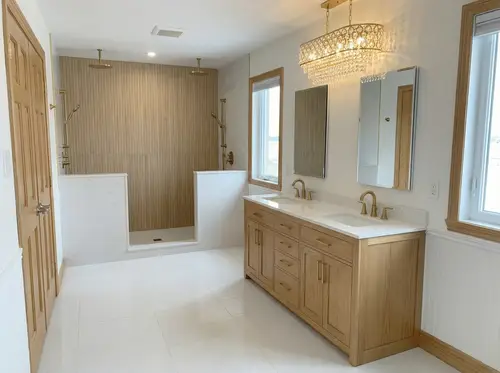Transform Your Bathroom with Elegant Wood & Quartz
