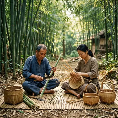 Traditional East Asian Bamboo Weaving: Crafted with Nature's Inspiration