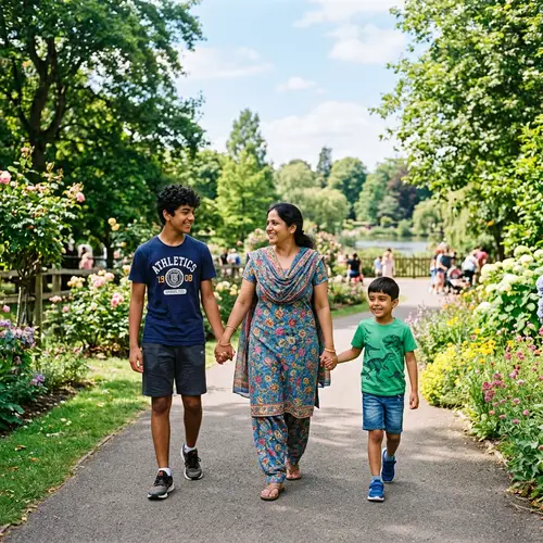 Heartwarming South Asian Mother with Sons at Park
