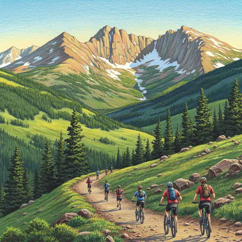 Cyclists & Runners in Colorado Mountain Landscape