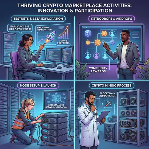 Cryptocurrency Marketplace Demos: Testnets, Retrodrops & Mining Devices