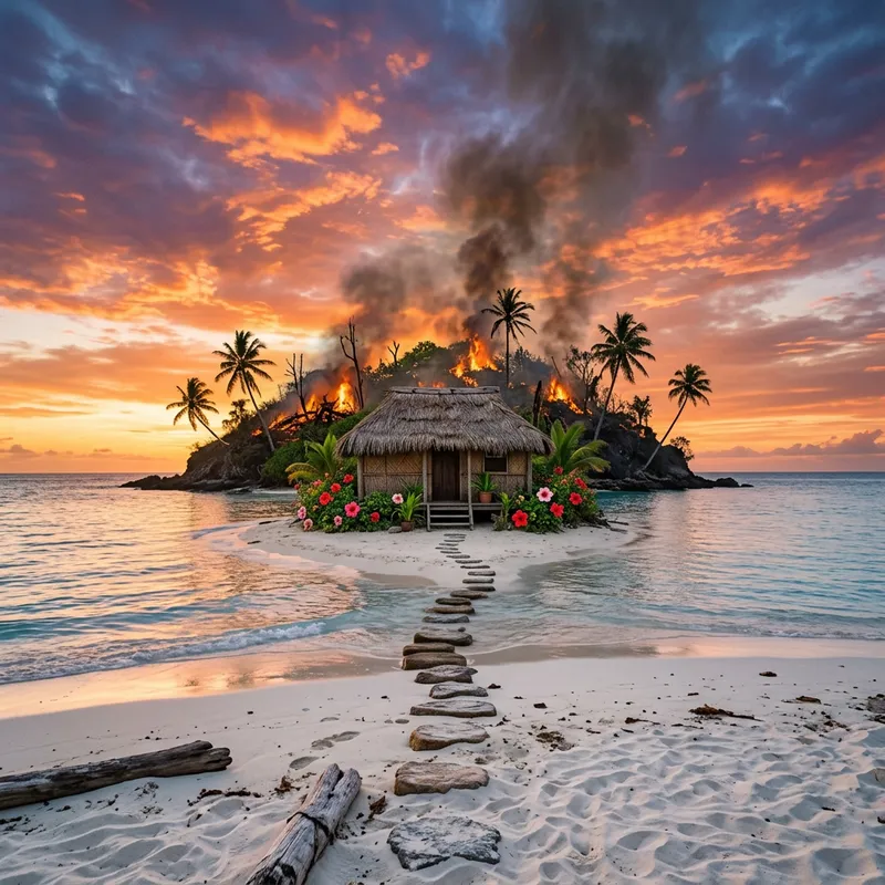 Serene Tropical Island Oasis at Sunset Serene Tropical Island Oasis at Sunset