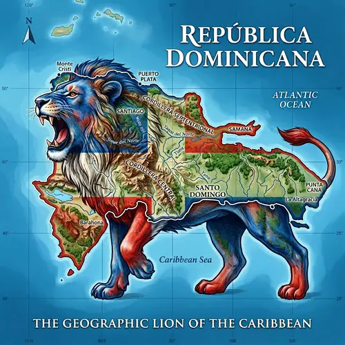 Dominican Republic Lion: Geographic Outline with a Roar