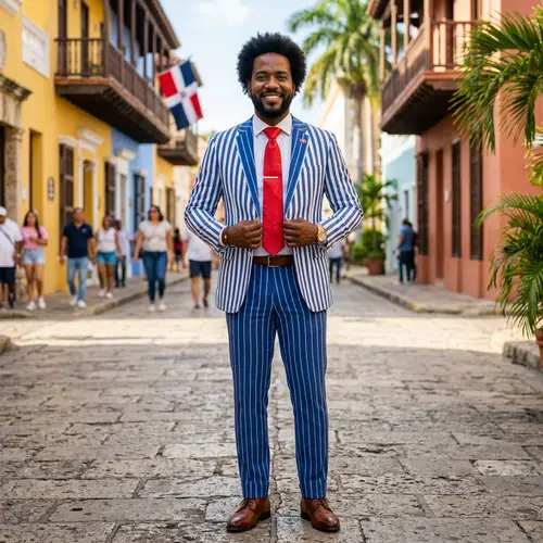 Dominican Republic Flag Inspired Suit for Men