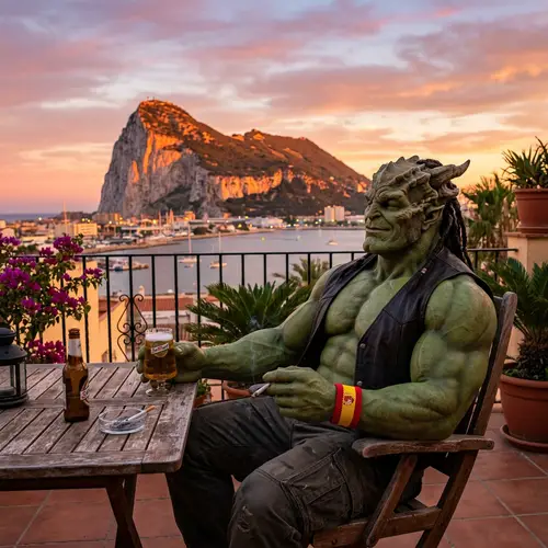 Tranquil Creature Relaxing at Gibraltar Sunset