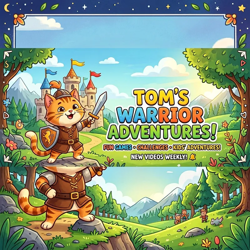 Kids' YouTube Banner with Warrior Cat Tom