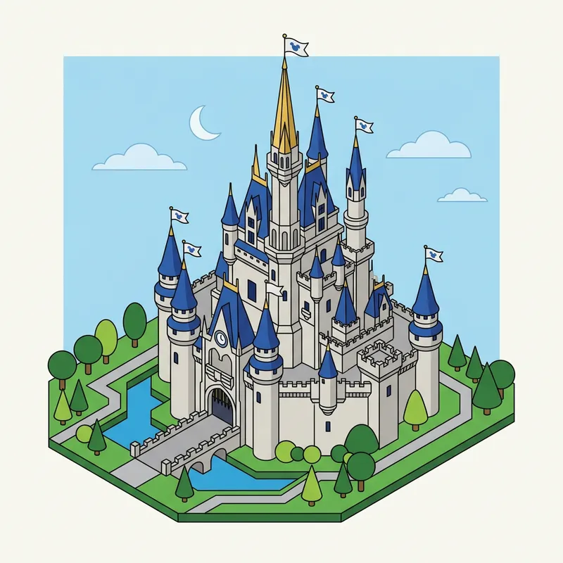 Easy Cinderella Castle Vectorization in Isometric Easy Cinderella Castle Vectorization in Isometric