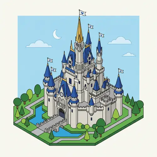 Easy Cinderella Castle Vectorization in Isometric