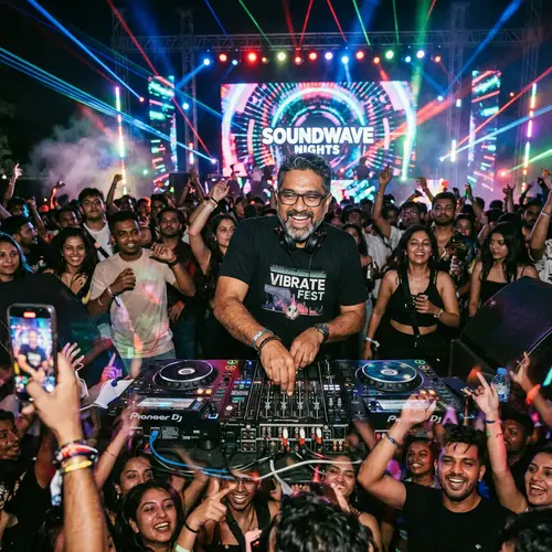 Energetic South Asian DJ at Lively Music Event
