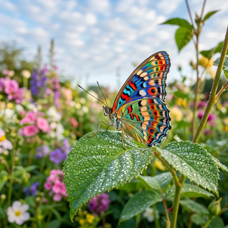 Vibrant Butterfly in Serene Garden - Nature's Artistic Palette