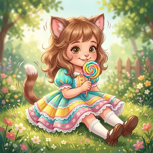 Adorable Kitten Girl - Playful and Lively Character