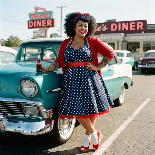 Plus Size Curly Hair Pinup Girl