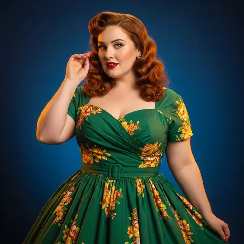 Plus Size Curly Hair Pinup Girl