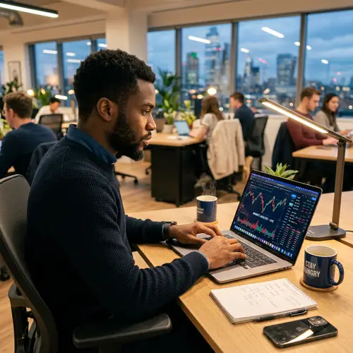 Young Black Man Trading on Laptop | Financial Market Focus