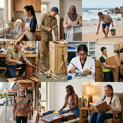 Diverse Scene of Ten People Engaged in Unique Actions