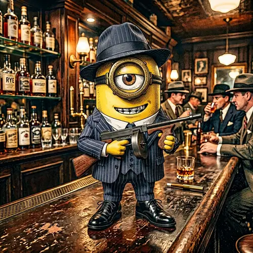 1920s Gangster Toy Figure in Pinstriped Suit | Playful Miniature Decor