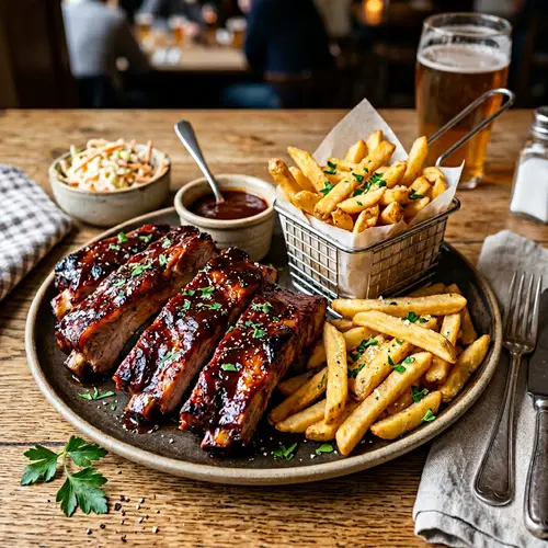 BBQ Ribs with French Fries - Delicious Recipe