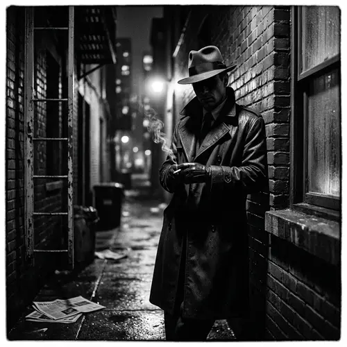 Enigmatic Film Noir Figure | Vintage Camera Capture