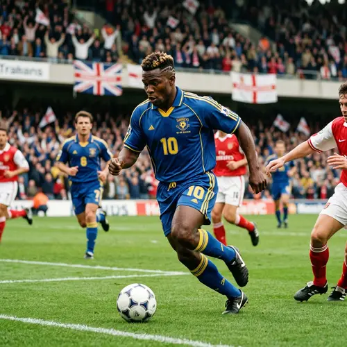 Muscular Football Player with Unique 90s Haircut