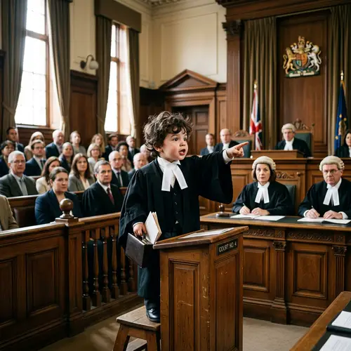 Adorable Baby Lawyer in Courtroom Drama - 4K Image