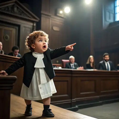 Adorable Baby Lawyer in Courtroom Drama - 4K Image