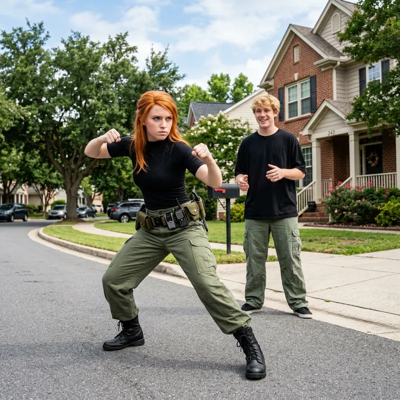 Fearless Redhead Adventurer in Action Pose