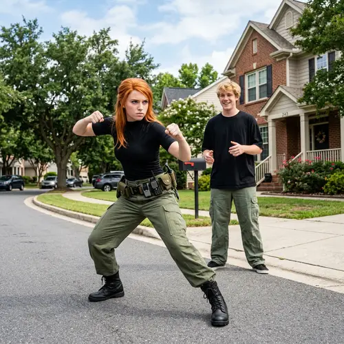 Fearless Redhead Adventurer in Action Pose