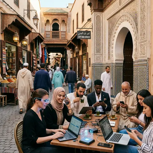 Digital Communication Scene in Vibrant Morocco Streets