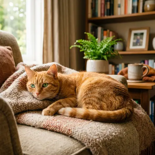 Graceful Short-Haired Housecat with Vibrant Orange Fur