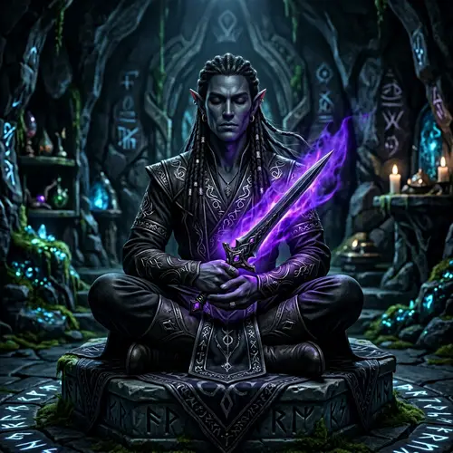 Dark Elf Meditation with Sorcerer's Dagger