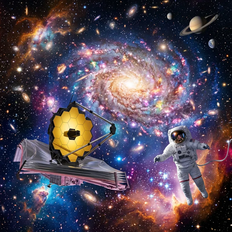 Vibrant Galaxies and Webb Telescope in Cosmic Space