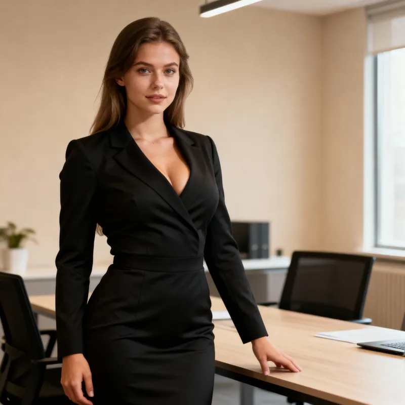 22-Year-Old German Woman in Office Dress
