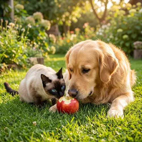 Dog and Cat Share an Apple: A Heartwarming Scene