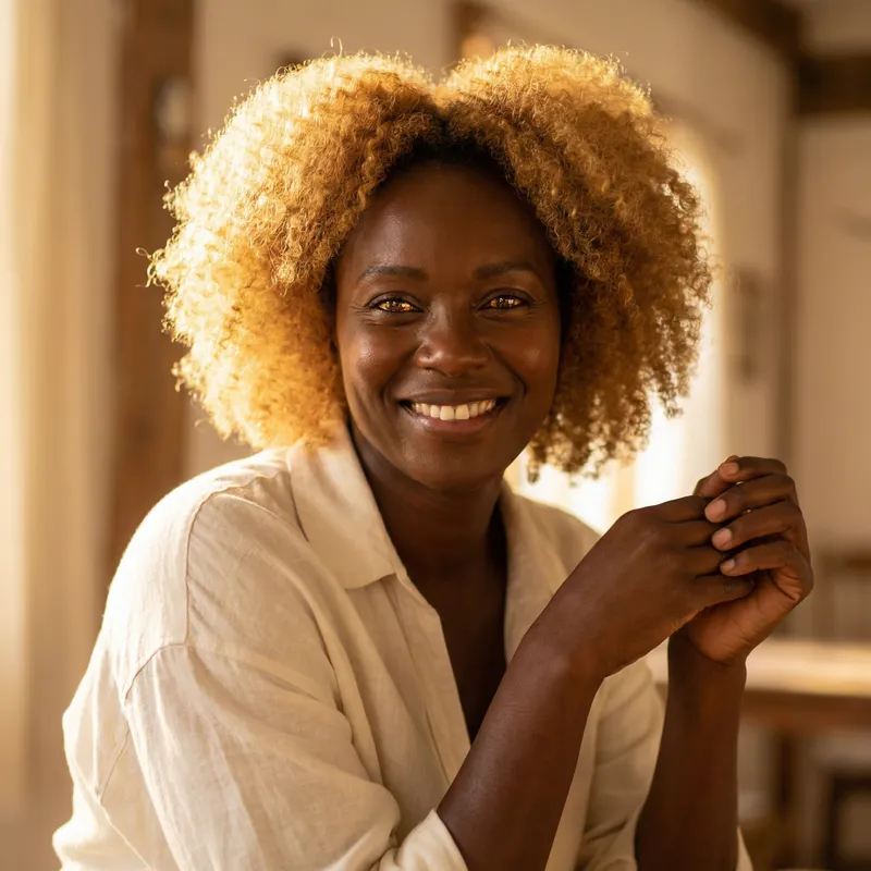Dark Skin Woman with Golden Hair: A Portrait of Beauty